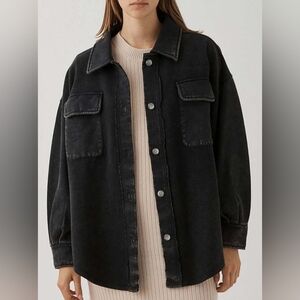 Arcaa Movement Womens Oversized Bailey Black Organic Cotton Shacket – Size M